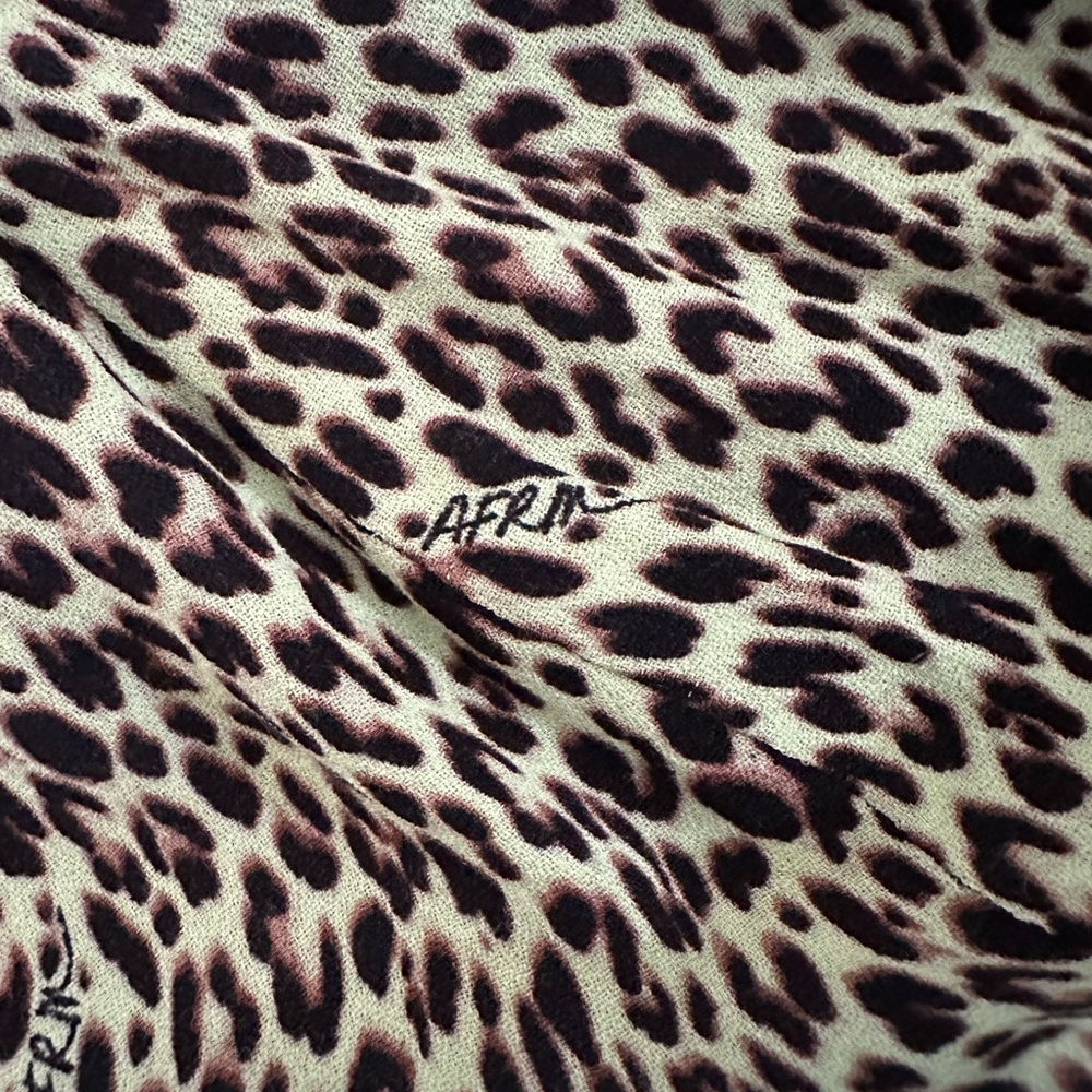 AFRM Leopard Print Smocked Mini Dress Green Y2K Bodycon - Picture 11 of 13